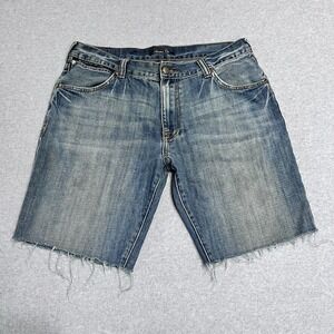 Marc Ecko Shorts Mens 36 Blue Cutoffs 10" Inseam Cut & Sew Faded Grunge Denim